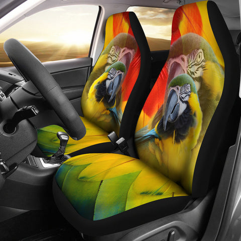 Blue and Yellow Macaw Print Car Seat Covers