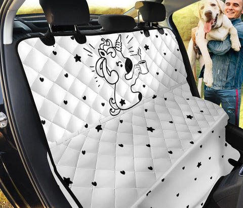 Unicorn With Coffee Print Pet Seat Covers
