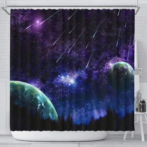 Outer Space Print Shower Curtains