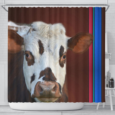 Cute Normande Cattle (Cow) Print Shower Curtain
