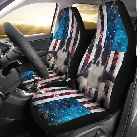 Border Collie Floral Print Car Seat Covers