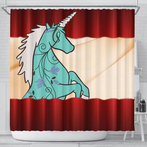 Unicorn Floral Print Shower Curtain