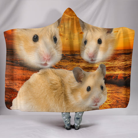Golden Hamster Print Hooded Blanket