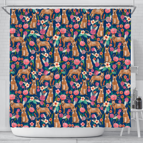 Australian Cattle Dog Floral Print Shower Curtains