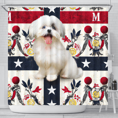 [AI Generated] Cute Maltese Dog From Georgia Print Shower Curtains