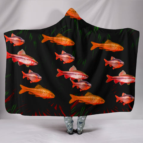 Cherry Barb Fish Print Hooded Blanket
