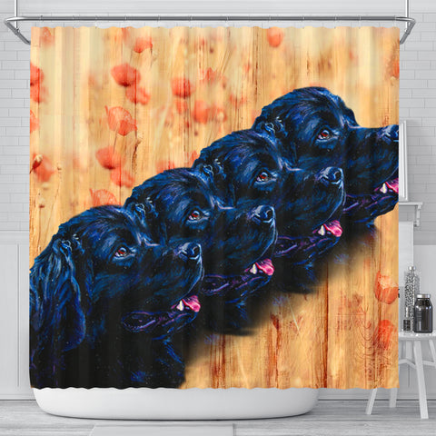 Newfoundland Dog Art Print Shower Curtains