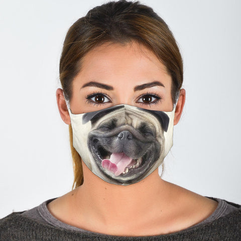 Laughing Pug Dog Print Face Mask