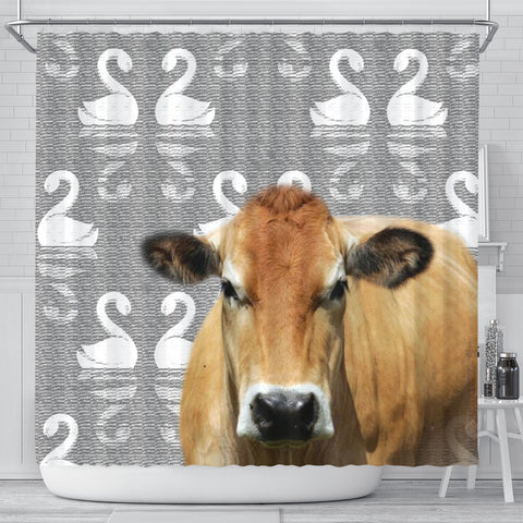 Cute Parthenaise Cattle (Cow) Print Shower Curtain