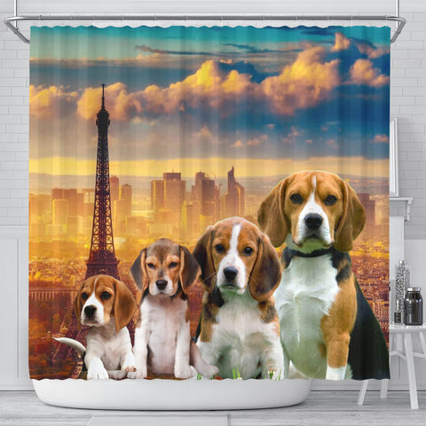 Beagle Print Shower Curtain