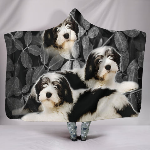 Lovely Polish Lowland Sheepdog Print Hooded Blanket