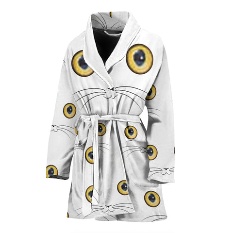 Cute Cat Eyes Print Women's Bath Robe