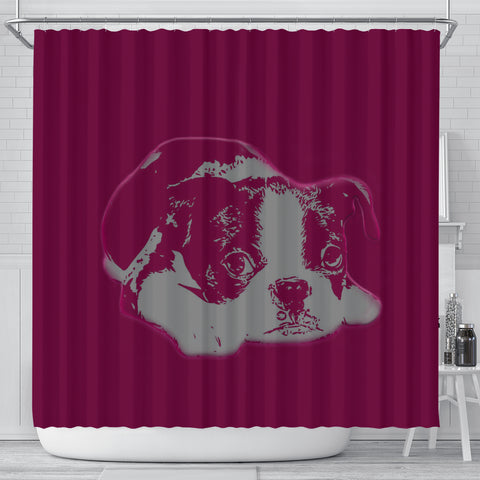 Cute Boston Terrier Print Shower Curtain