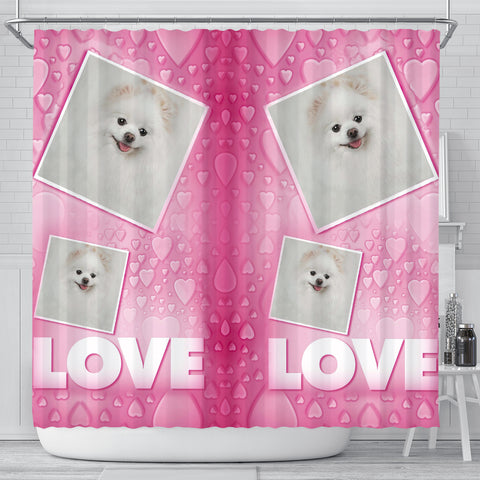 Pomeranian Dog Love Print Shower Curtain
