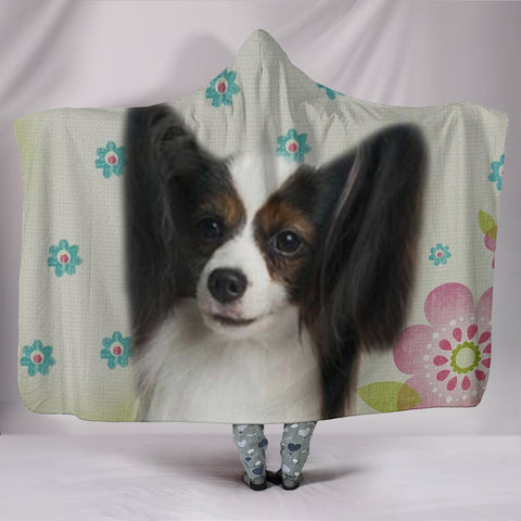 Papillon dog Print Hooded Blanket