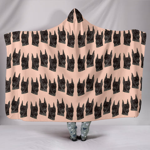 Doberman Pinscher Dog Pattern Print Hooded Blanket