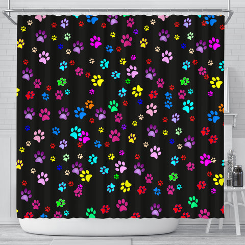 Colorful Dog Paws Print Shower Curtains