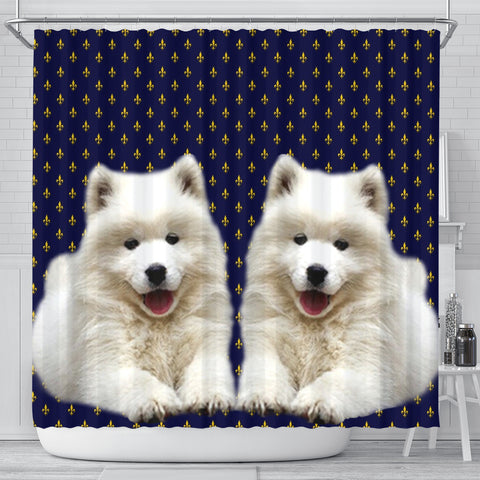 Cute Samoyed Dog Print Shower Curtains