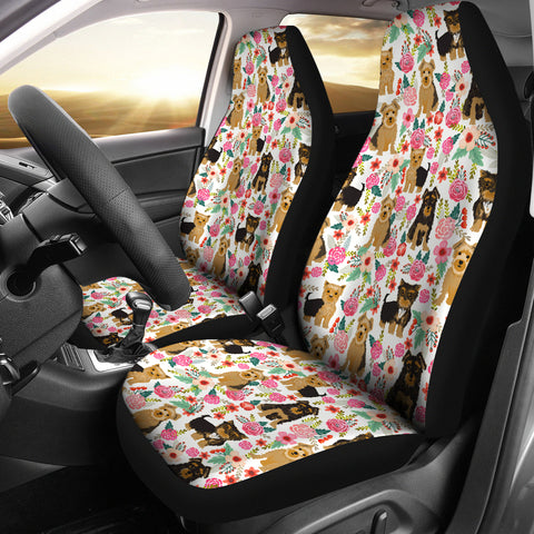 Yorkie Dog Floral Print Car Seat Covers