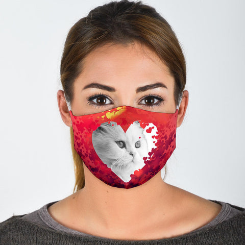 Persian Cat On Heart Print Face Mask- Limited Edition