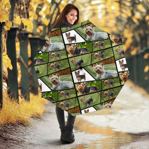 Yorkie Collage Print Umbrellas