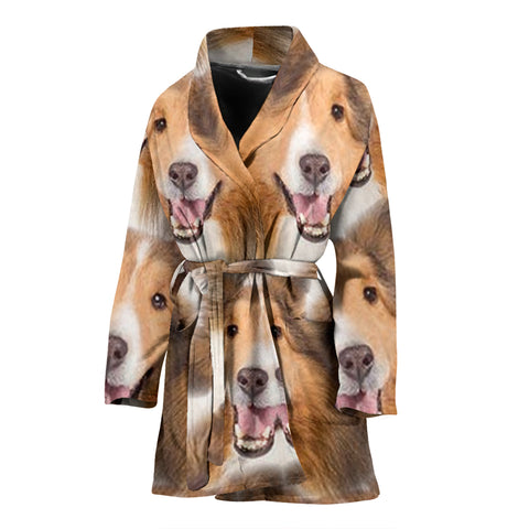 Shetland Sheepdog Print Women's Bath Robe