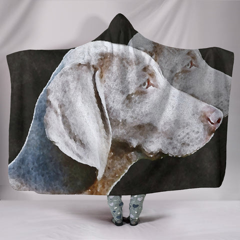 Weimaraner Dog Watercolor Art Print Hooded Blanket