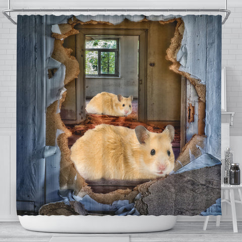Golden Hamster 3D Print Shower Curtains