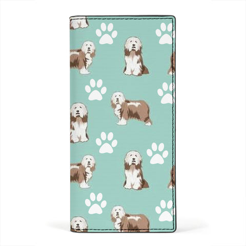 Bearded Collie Dog Print Women's Leather Wallet