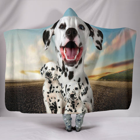 Cute Dalmatian Dog Print Hooded Blanket