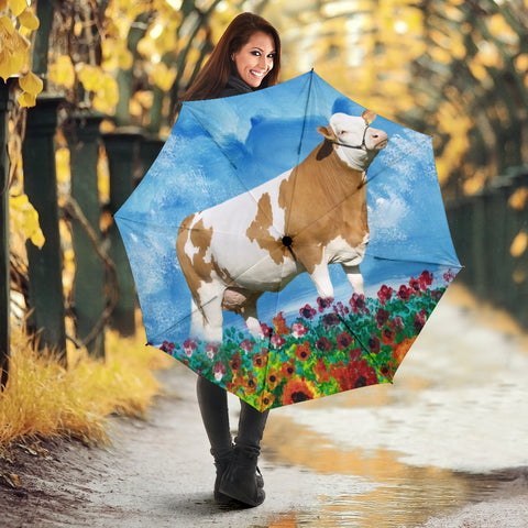 Fleckvieh Cattle (Cow) Print Umbrellas