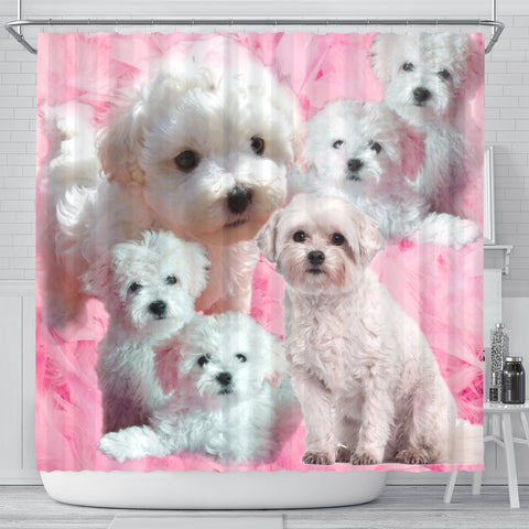 Bolognese Dog Print Shower Curtain