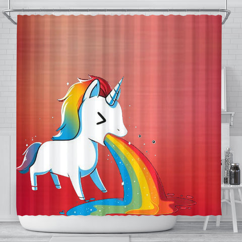 Rainbow Unicorn Print Shower Curtain