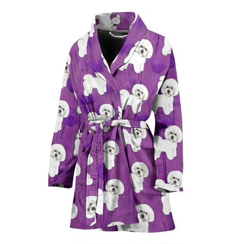 Bichon Frise Dog Pattern Print Women's Bath Robe