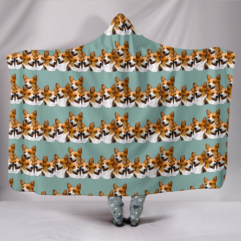 Cardigan Welsh Corgi Dog Pattern Print Hooded Blanket