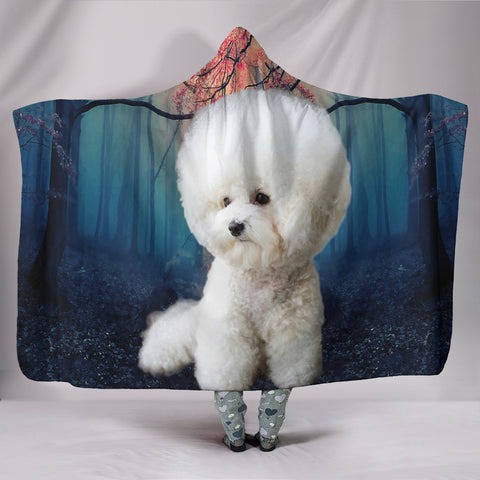 Cute Bichon Frise Print Hooded Blanket