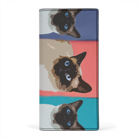 Siamese Cat Print Women's Leather Wallet