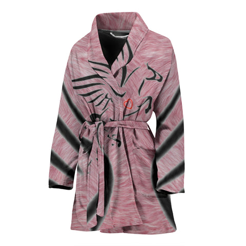 Percheron Horse Print On Pink Women's Bath Robe