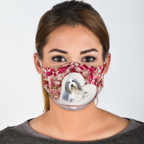 Bearded Collie Floral Print Face Mask