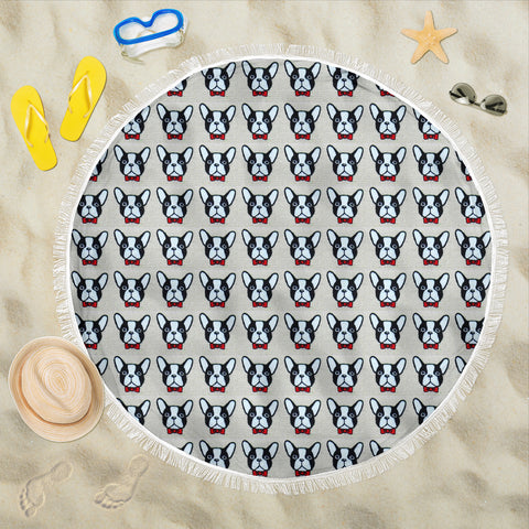 French Bulldog Pattern Print Limited Edition Beach Blanket