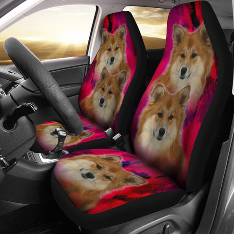 Icelandic Sheepdog On Pink Print Car Seat Covers