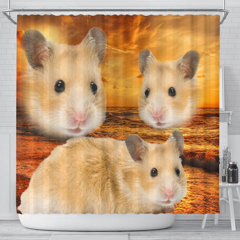 Golden Hamster Print Shower Curtains
