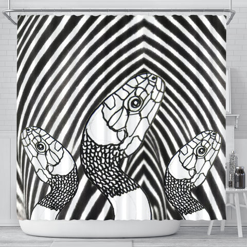 Black&White Snake Print Shower Curtain