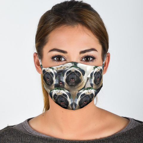 Lovey Pug In Lots Print Face Mask
