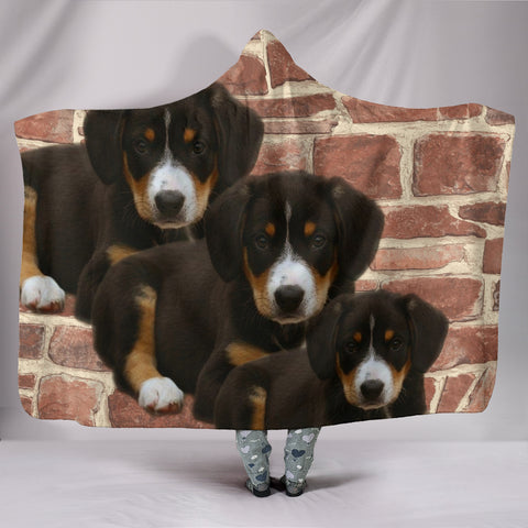 Cute Entlebucher Mountain Dog Print Hooded Blanket