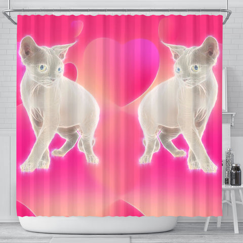Devon Rex Cat Print Shower Curtain
