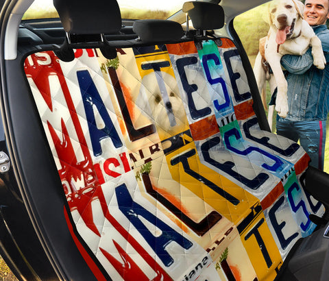 Maltese Dog License Plate Print Pet Seat covers