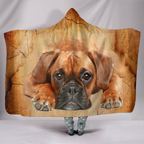 Cute Boxer Dog Print Hooded Blanket