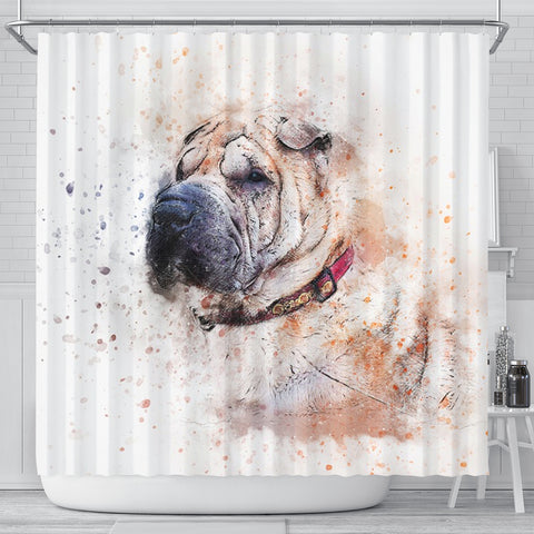 Shar Pei Dog Art Print Shower Curtains