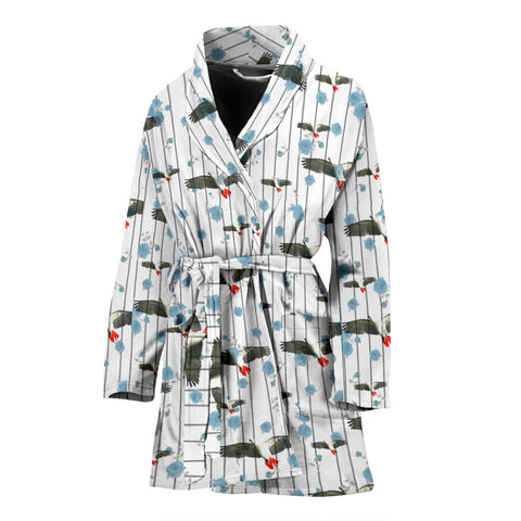 African Grey Parrot Print Women's Bath Robe